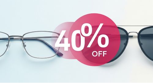 Graphic showing special member discounts like 40% off a second pair of glasses with Eyemed.