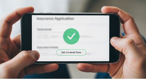 Person completing a temporary car insurance application on a smartphone in minutes.