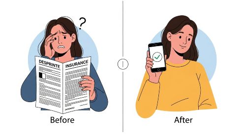 Comparing complex old insurance papers to the simple Toggle app.