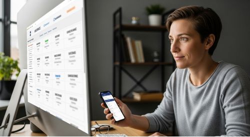 A person comparing motorcycle insurance quotes online to find the best rate.