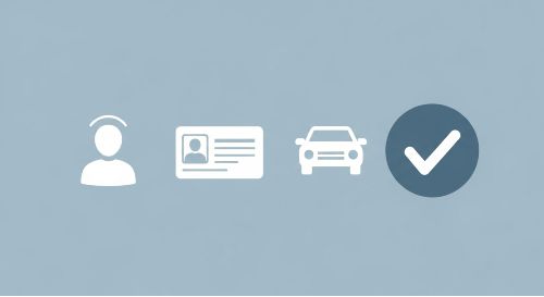 Graphic icons for age, driver's license, and car, representing insurance eligibility rules.