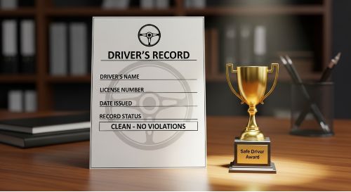 A clean driving record document with a green checkmark, which helps in getting cheap car insurance.