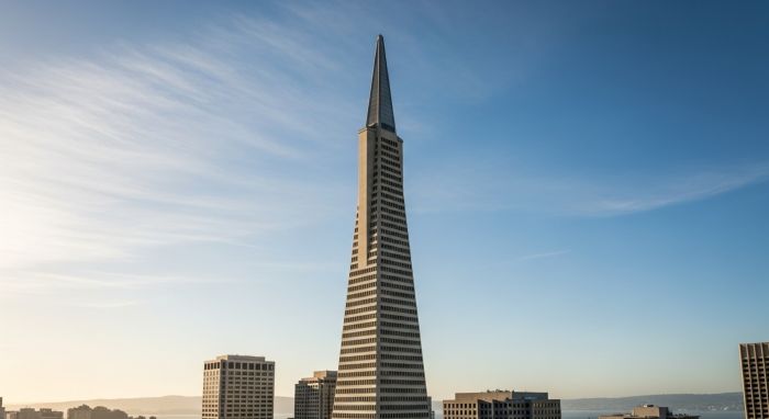 The Transamerica pyramid building, headquarters of the Transamerica life insurance company.