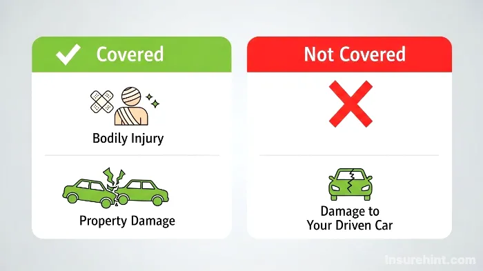 Infographic showing what is covered and not covered by non-owner car insurance.