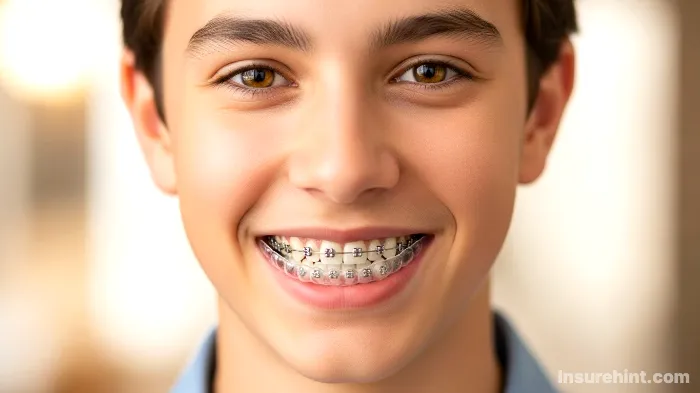 A happy teenager with braces, showing the benefits of orthodontic coverage from a dental PPO.