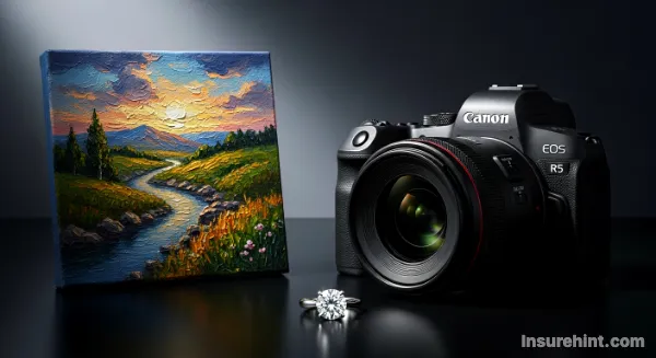 High-value items like a ring and camera that may require extra coverage on a renters policy.