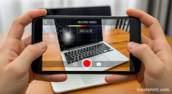 A user recording a video on the Lemonade app to file a fast insurance claim.