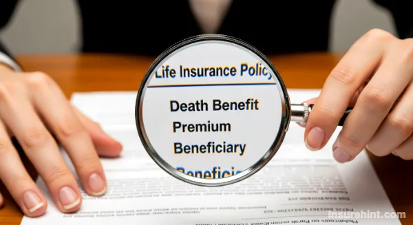 A person closely examining the details of a life insurance policy contract.