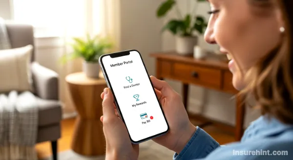 A person using the Ambetter member portal on their smartphone to manage their health plan.