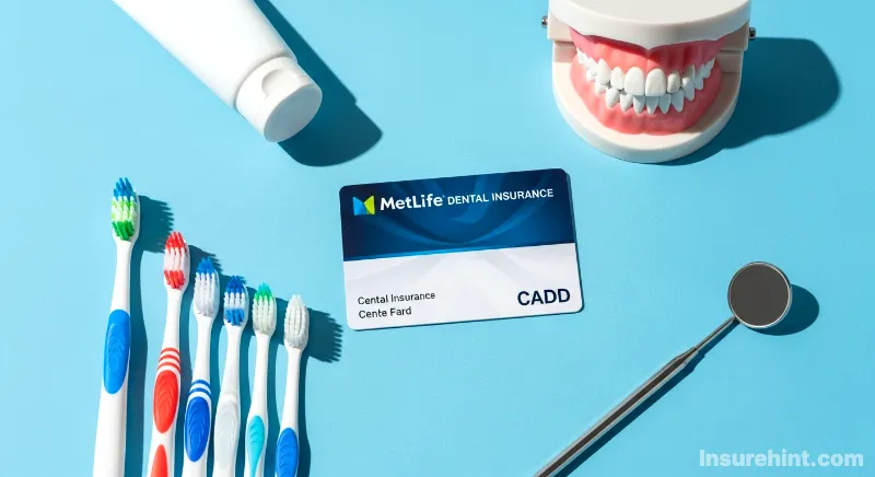 A guide to Metlife dental insurance plans showing a card and dental tools.