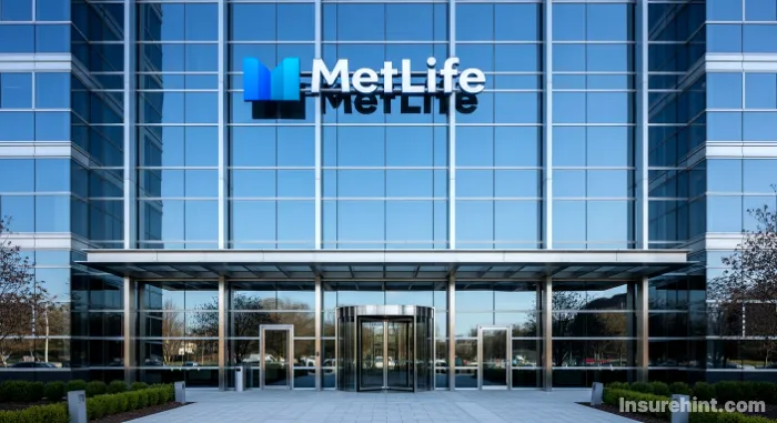 The Metlife logo on the facade of a modern corporate headquarters.