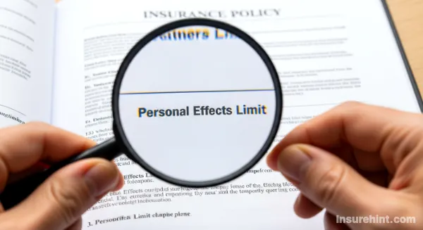 Magnifying glass highlighting the personal effects clause in an policy.