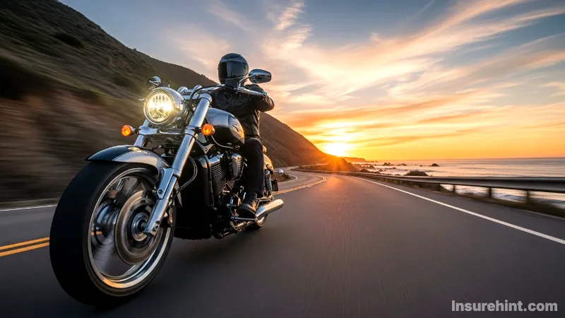 A cruiser motorcycle on a scenic road, representing the freedom of riding with a Progressive motorcycle insurance policy.