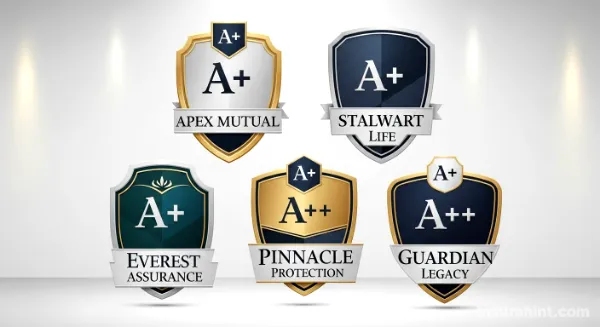 A collection of shields with A+ ratings, representing financially strong and reliable life insurance companies.