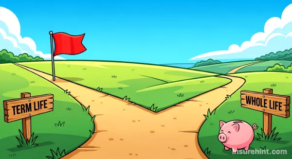 A visual comparison of the paths offered by term life and whole life insurance plans.