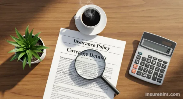 A magnifying glass over an insurance document to represent understanding the basics of business insurance.