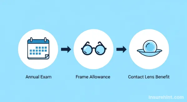 An infographic explaining how VSP insurance works, including exams, frame allowances, and contact lens benefits.