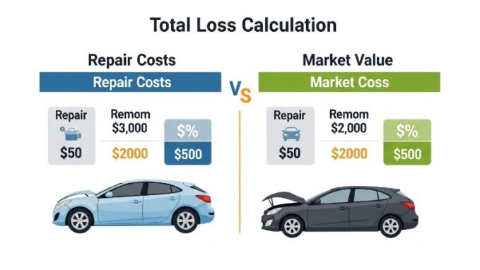 What happens when your car is totaled but still drivable calculation showing repair costs exceeding value threshold