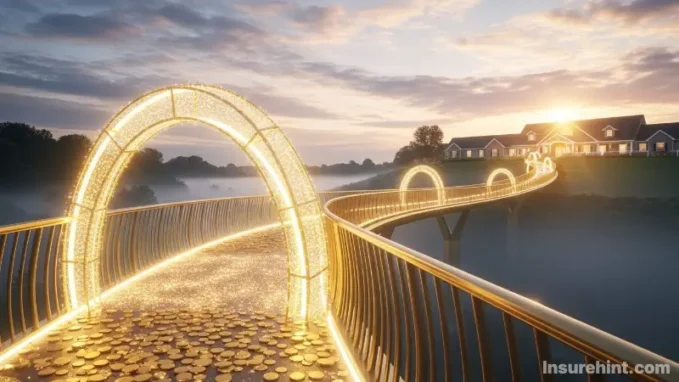 A golden bridge symbolizing how an annuity provides a path to a secure retirement.