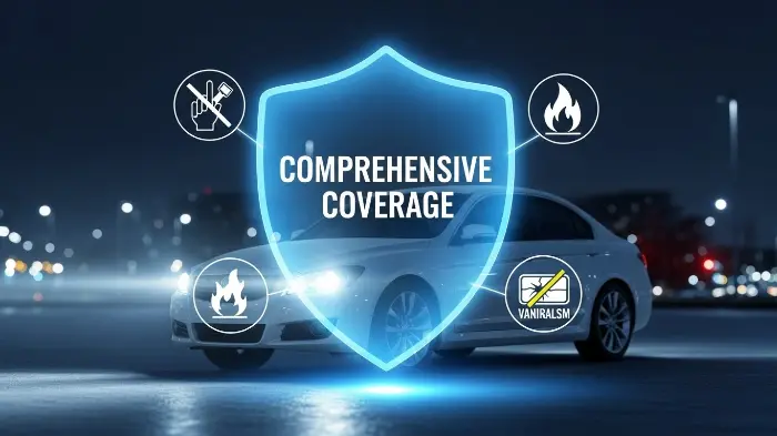 Comprehensive insurance coverage providing theft protection shield for vehicle.