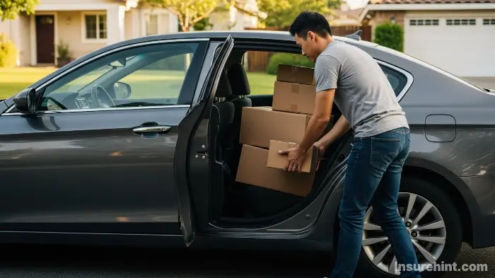 A person using their personal car for business deliveries, a situation requiring commercial auto insurance.