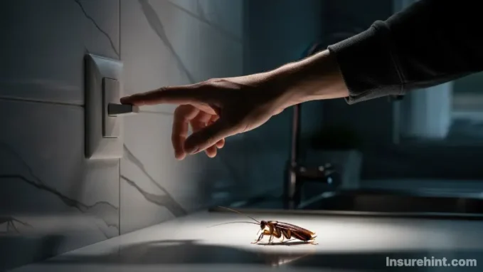 A cockroach on a kitchen counter, raising the question of whether renters insurance covers pest infestations.