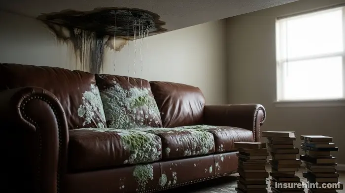 Mold growing on a renter's personal belongings, like a couch and books.