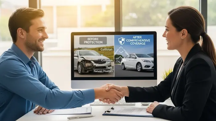 Car owner adding comprehensive theft coverage to existing insurance policy.