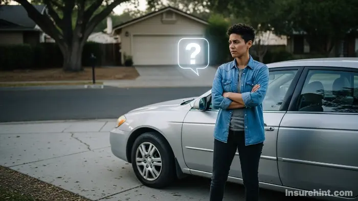 A driver thoughtfully considering whether full coverage car insurance is a necessary expense for their vehicle.