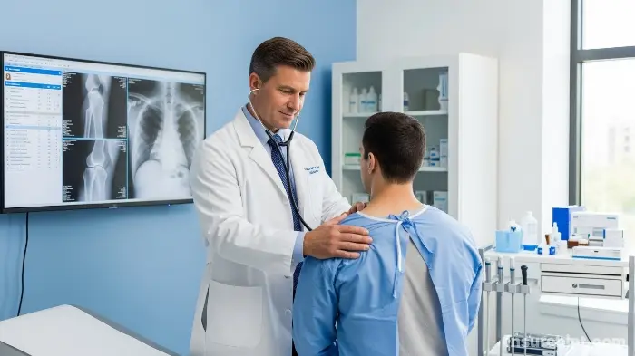 Doctor Evaluating Patient for Maximum Medical Improvement MMI Status.