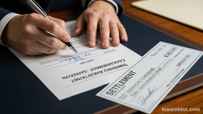 Worker Signing Final Workers Compensation Settlement Agreement.