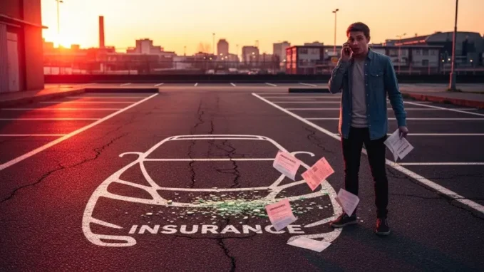 Car owner discovers stolen vehicle in empty parking spot with liability insurance failure.