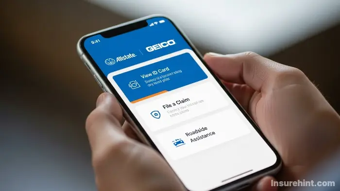 A person using a modern car insurance mobile app to manage their policy.