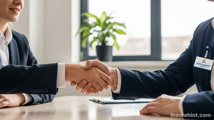 A customer finalizing a legitimate insurance policy with a verified underwriter, not just a marketing program.